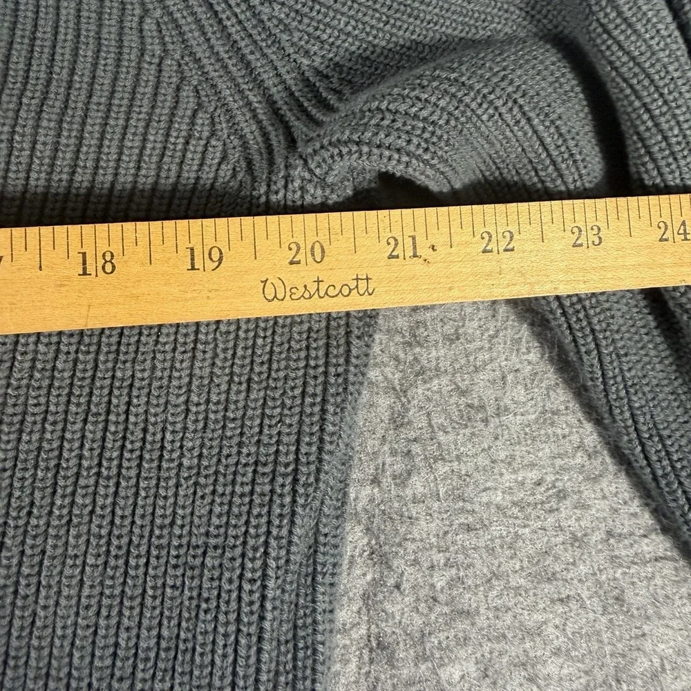 Men's Cardigan Sweater Shawl Collar Fisherman Gray Ribbed Knit Grandpacore SZ L